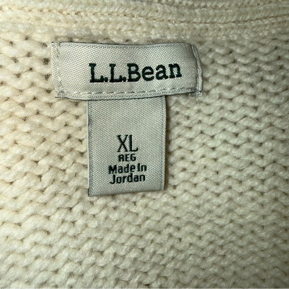 L.L.Bean Classic Ragg Lambswool Cardigan shawl collar toggle buttons cream sz XL - Picture 11 of 13